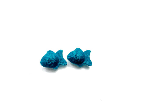 Tiny blue fish studs