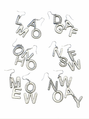 Silver letters - two letters per side