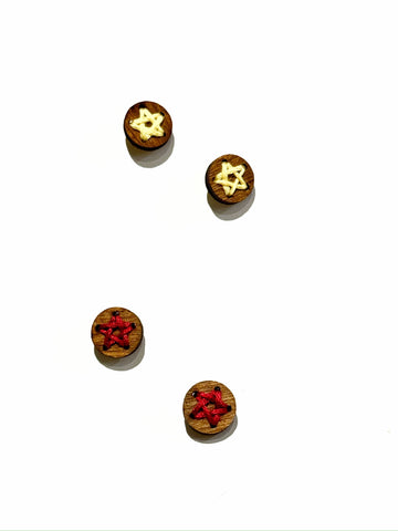 Wood embroidery - star studs