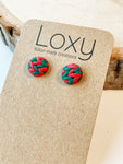 Christmas red and green knit - circle studs