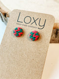 Christmas red and green knit - circle studs