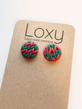 Christmas red and green knit - circle studs