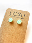Mint with pattern - circle studs