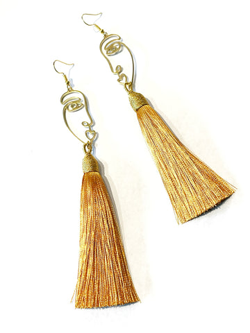 Tassle set - Long gold with face
