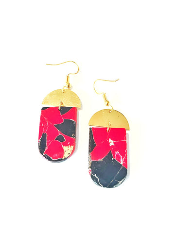 Red and black marble - pills with brass