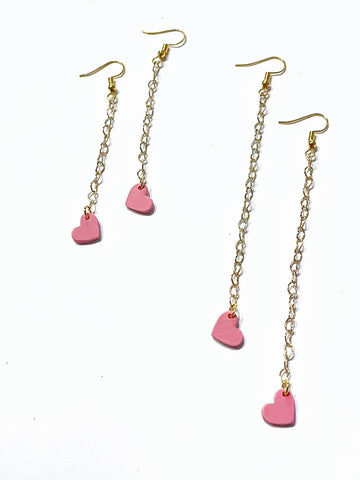 Small heart dangles on heart chain - various colours