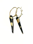 Small long dangles - black gold on hoops