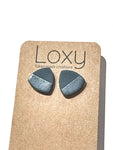 Dark teal - half shimmer studs - round triangles