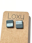 Dark teal - half shimmer studs - squares