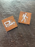 Parks and recreation wood signs - pins