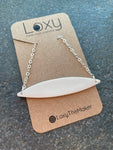 Shimmer white - long necklace on silver tone chain